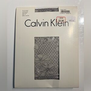 Calvin Klein floral sheer control top smokey-grey hosiery